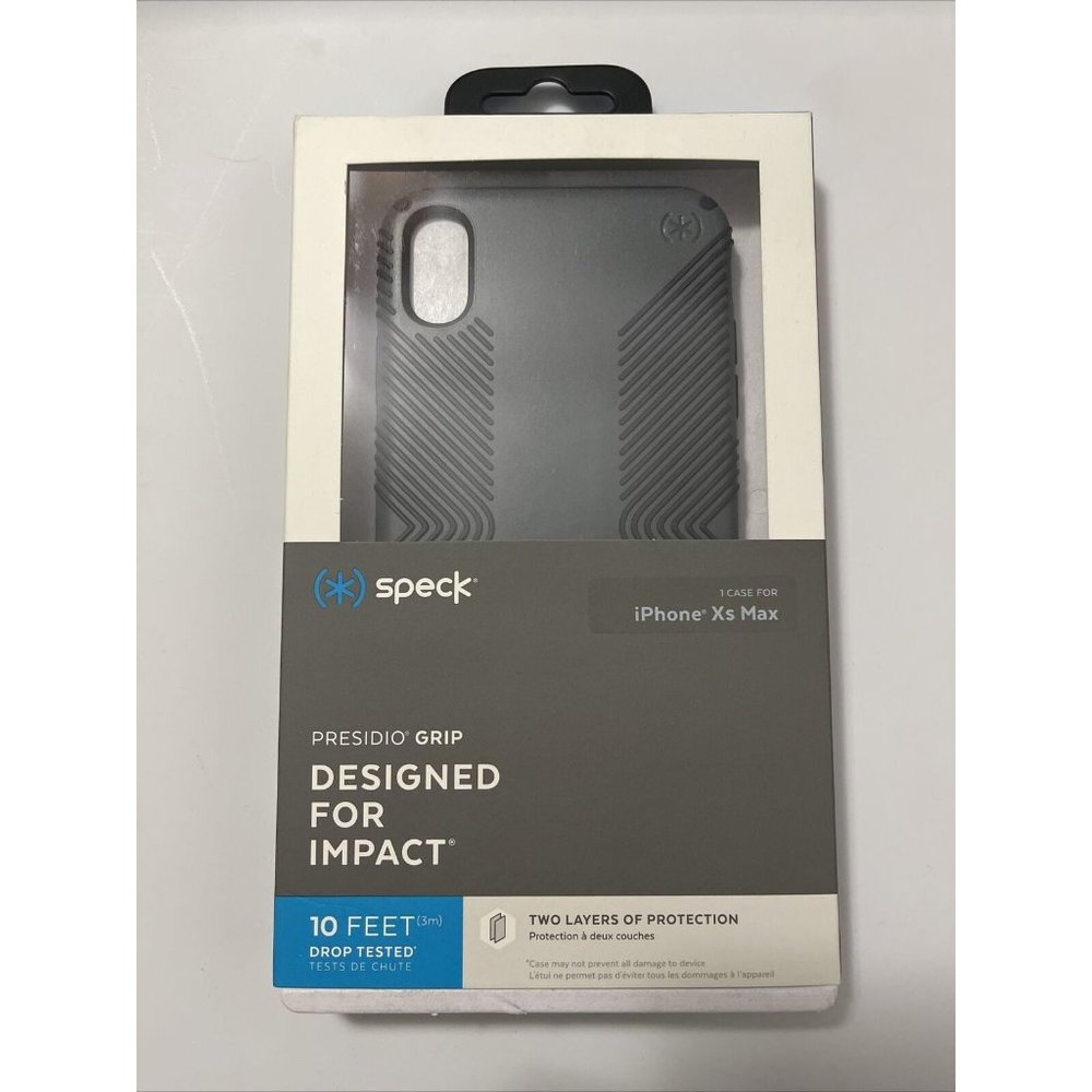 Speck - Presidio Grip Case for Apple iPhone XS Max - Graphite Gray/Charcoal Gray
